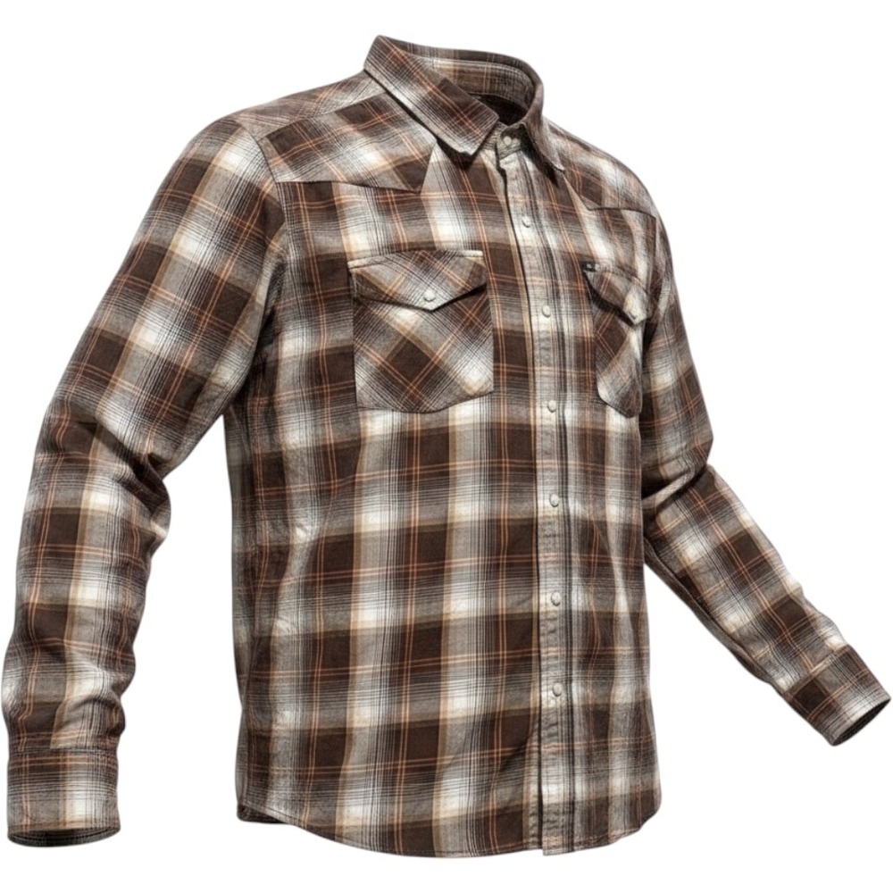 Salt Valley Western Mens XL Brown Plaid Pearl Snap Long Sleeve Cotton Shirt